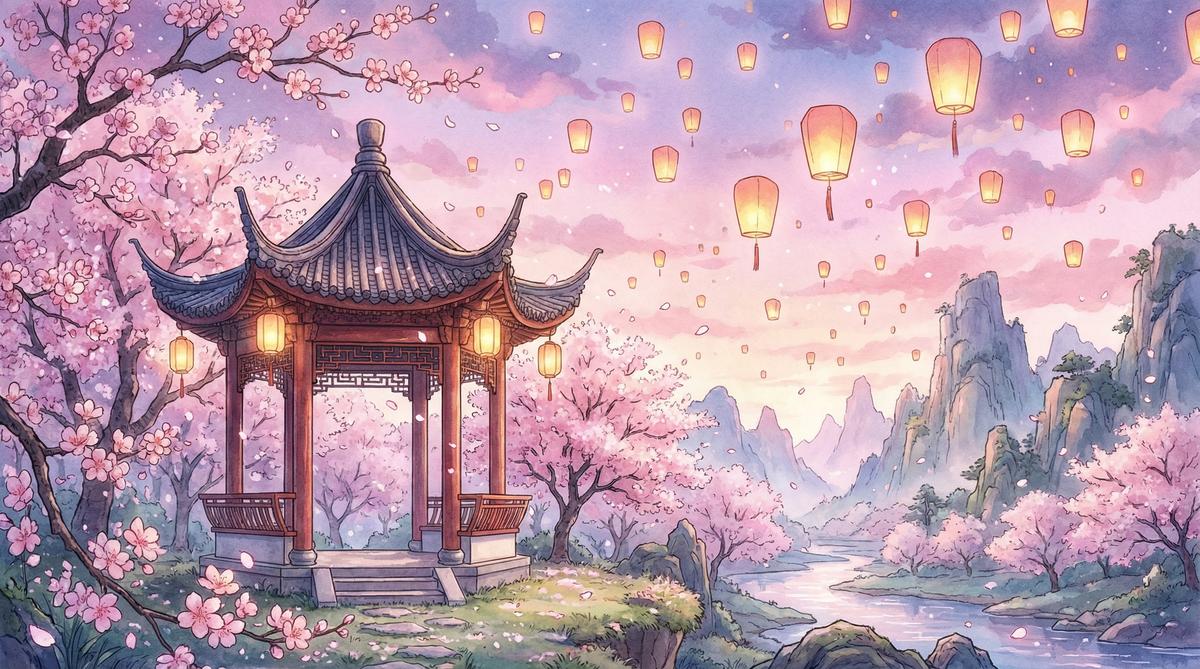 蜜桃动漫-古风花园国风水墨动漫演示